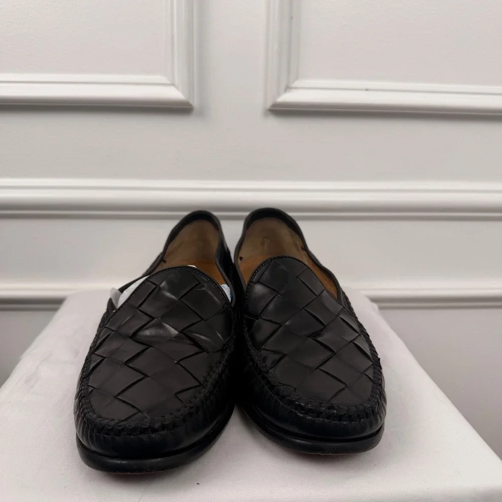 Cole Haan Collection Mens Black Woven Leather Loafers Made in Italy C07354 10